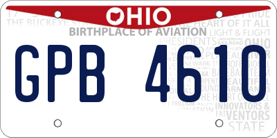 OH license plate GPB4610