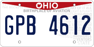 OH license plate GPB4612