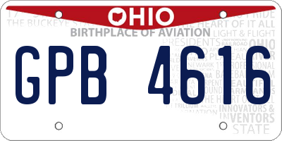 OH license plate GPB4616