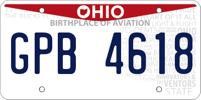 OH license plate GPB4618
