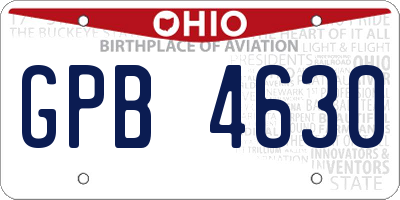 OH license plate GPB4630