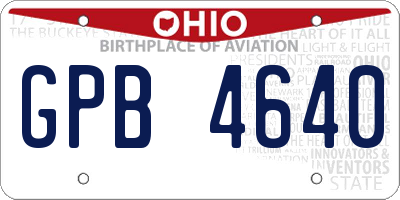 OH license plate GPB4640