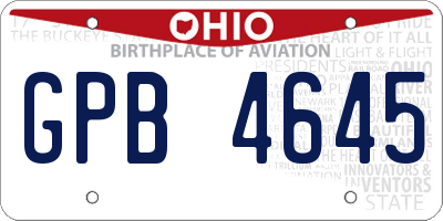 OH license plate GPB4645
