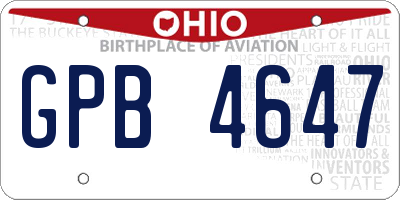OH license plate GPB4647