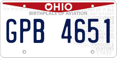 OH license plate GPB4651
