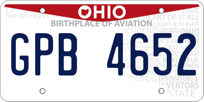 OH license plate GPB4652