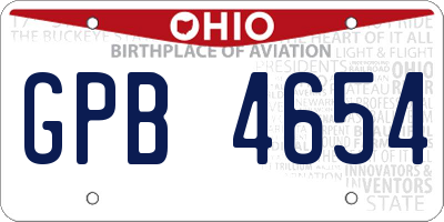 OH license plate GPB4654
