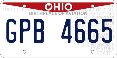OH license plate GPB4665