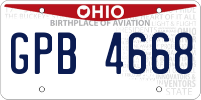 OH license plate GPB4668