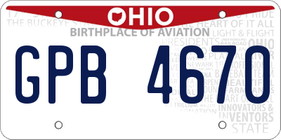 OH license plate GPB4670