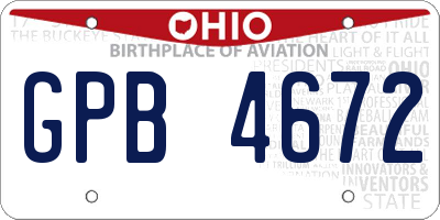 OH license plate GPB4672
