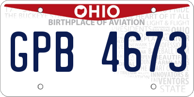 OH license plate GPB4673