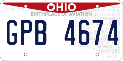 OH license plate GPB4674