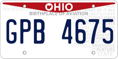 OH license plate GPB4675