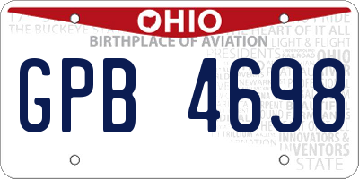 OH license plate GPB4698