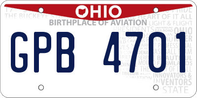 OH license plate GPB4701