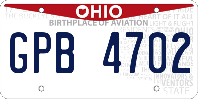 OH license plate GPB4702