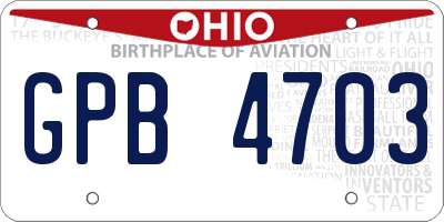 OH license plate GPB4703