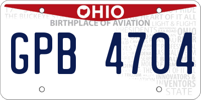 OH license plate GPB4704