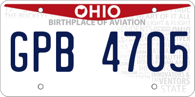 OH license plate GPB4705