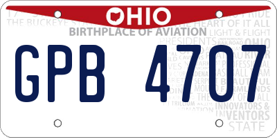 OH license plate GPB4707