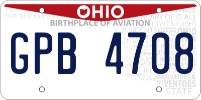 OH license plate GPB4708