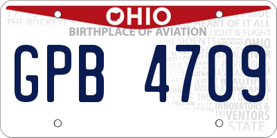 OH license plate GPB4709