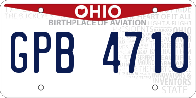 OH license plate GPB4710