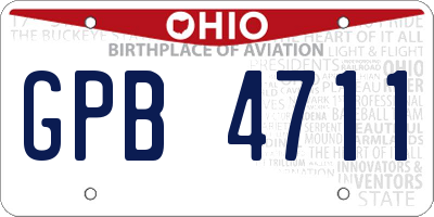 OH license plate GPB4711