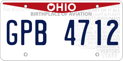 OH license plate GPB4712