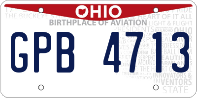 OH license plate GPB4713