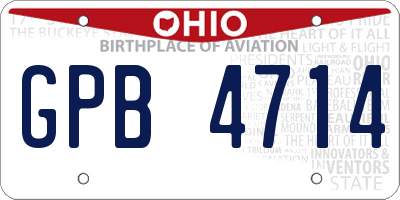 OH license plate GPB4714