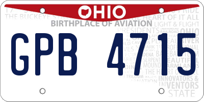 OH license plate GPB4715