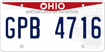 OH license plate GPB4716