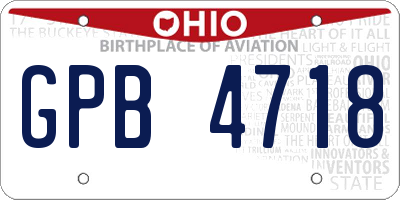 OH license plate GPB4718