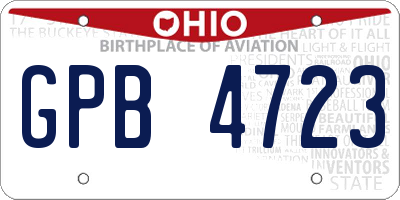 OH license plate GPB4723