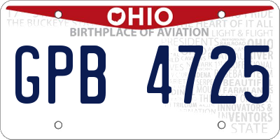 OH license plate GPB4725