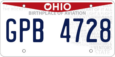 OH license plate GPB4728