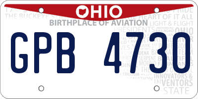 OH license plate GPB4730