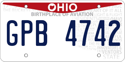 OH license plate GPB4742