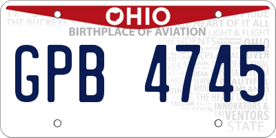 OH license plate GPB4745
