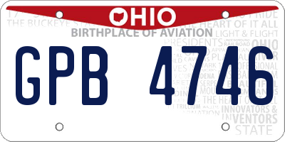 OH license plate GPB4746