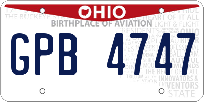 OH license plate GPB4747
