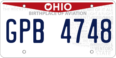 OH license plate GPB4748