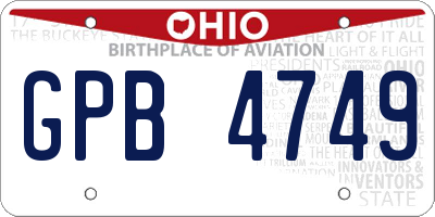 OH license plate GPB4749