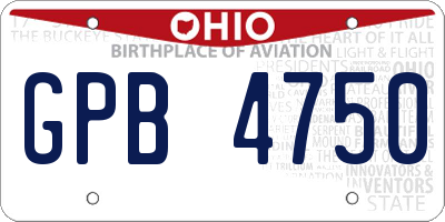 OH license plate GPB4750