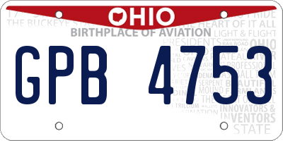 OH license plate GPB4753