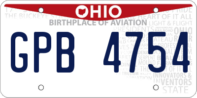OH license plate GPB4754