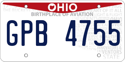 OH license plate GPB4755