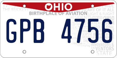 OH license plate GPB4756